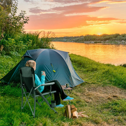 Camping Chair for Adults Heavy Duty Outdoor Patio Lawn Chairs Portable Support 350 LBS High Back Padded Oxford with Armrests, Storage Bag, Cup Holder, for Outside Fishing, Camping, Foldable