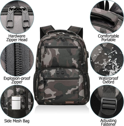 BIKROD Backpack for Boys Men, School Backpack for Teens Girls, Lightweight Casual High School Bookbag, Daily-use Travel Laptop Backpack with USB Charging Port Fits 15.6 Inch Notebook