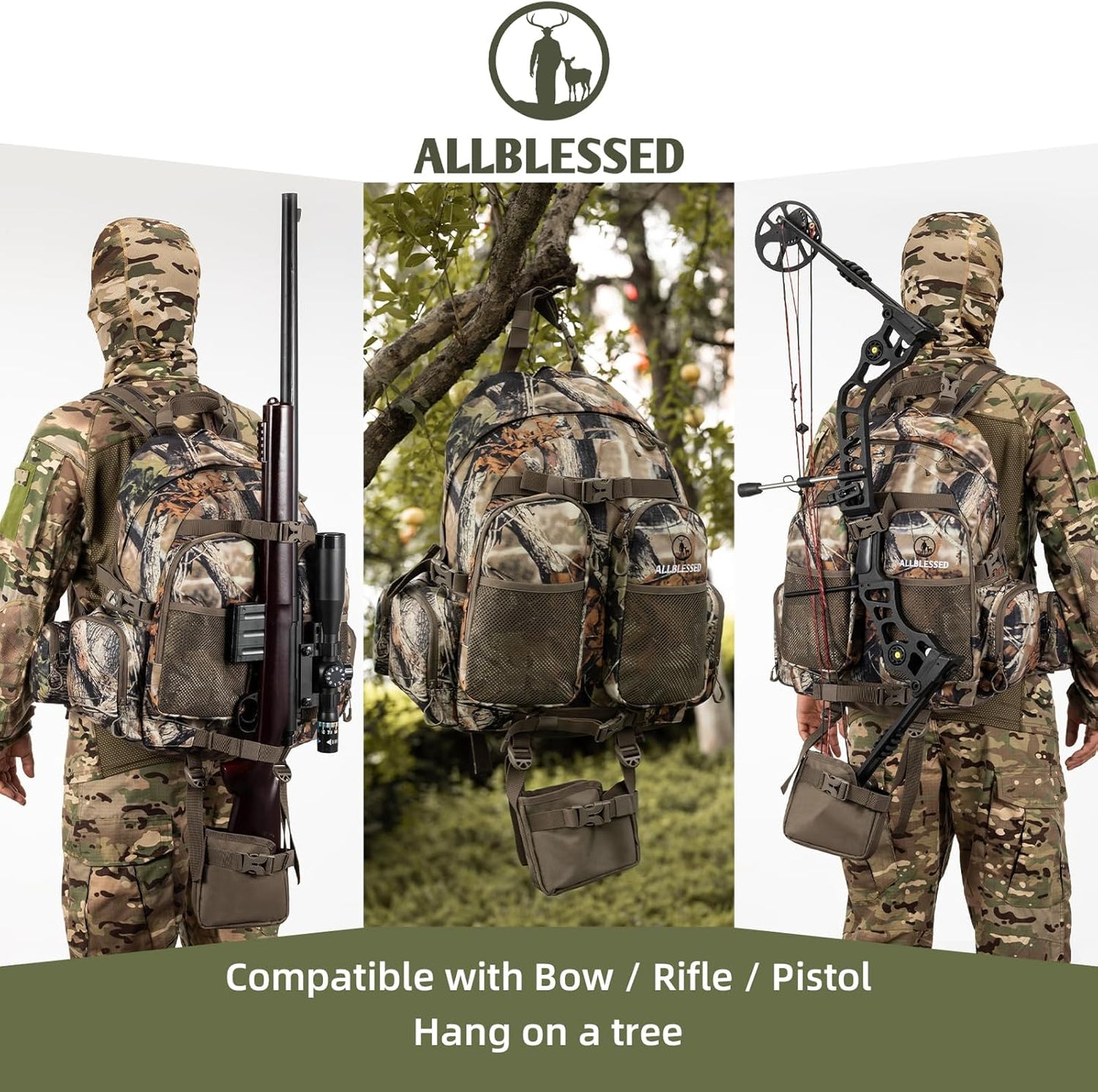 hunting backpack for men Waterproof Camo Pack Hunting gifts for men gear Hunting Day Pack-BlessedBark-35L