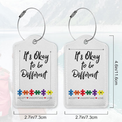 2Pcs Luggage Tag for Suitcase Autism Awareness Cute Suitcase Tag with Privacy Flap & Name ID Label & Metal Loop,Travel Bag Luggage Tags for Women