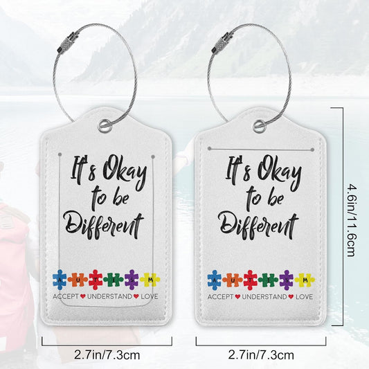2Pcs Luggage Tag for Suitcase Autism Awareness Cute Suitcase Tag with Privacy Flap & Name ID Label & Metal Loop,Travel Bag Luggage Tags for Women