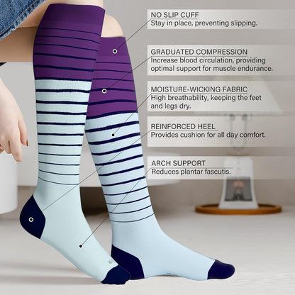 LEVSOX Viscose Made from Bamboo Compression Socks for Pregnant Women 20-30 mmHg Knee High Cute Mens Supports Socks for Travel