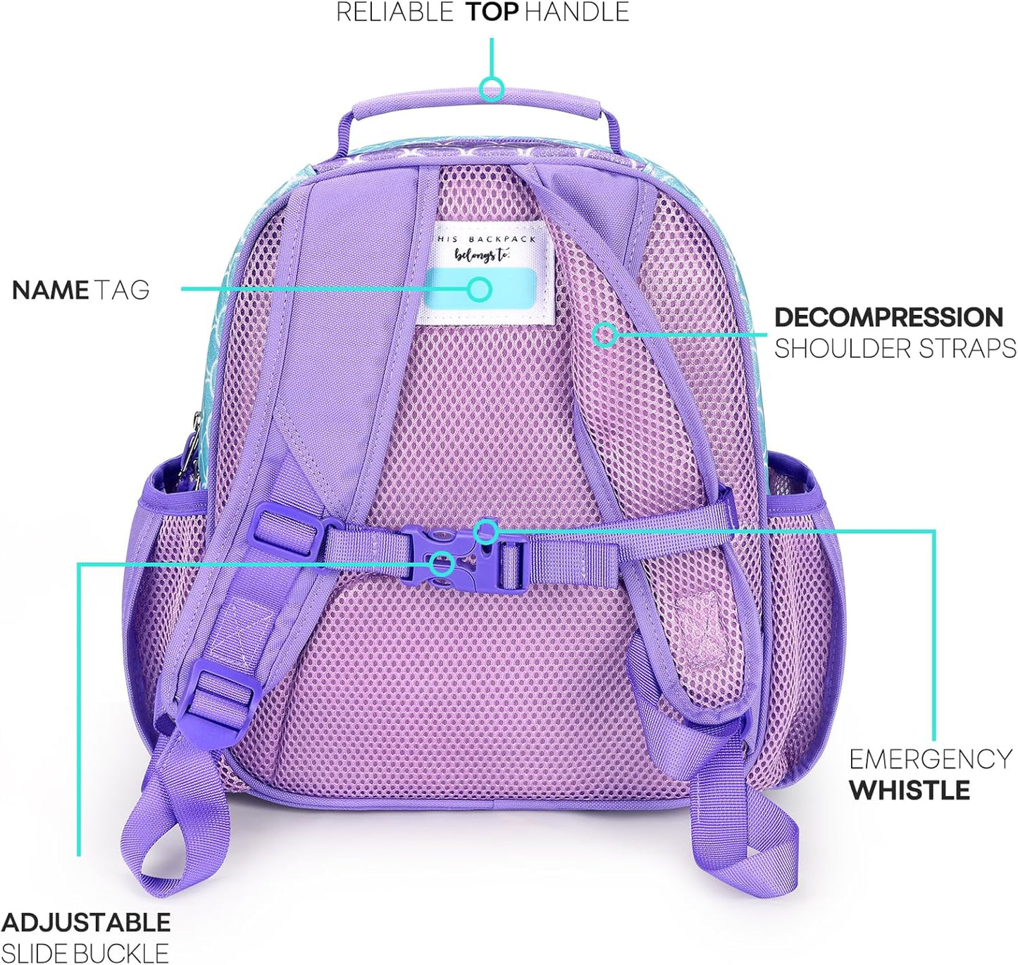 mibasies Girls Backpack 5-8: Glitter Kids Backpacks for Girls - Girl Bookbag for Elementary School - Fish Scale Purple