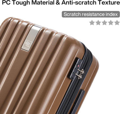 Hanke 14 Inch Underseat Carry On Luggage with Wheels Hard Shell Suitcases Lightweight Small Luggage for Weekender Mini Suitcase Carry On Bag Travel Luggage for Travel Rolling Suitcase.(Brown)