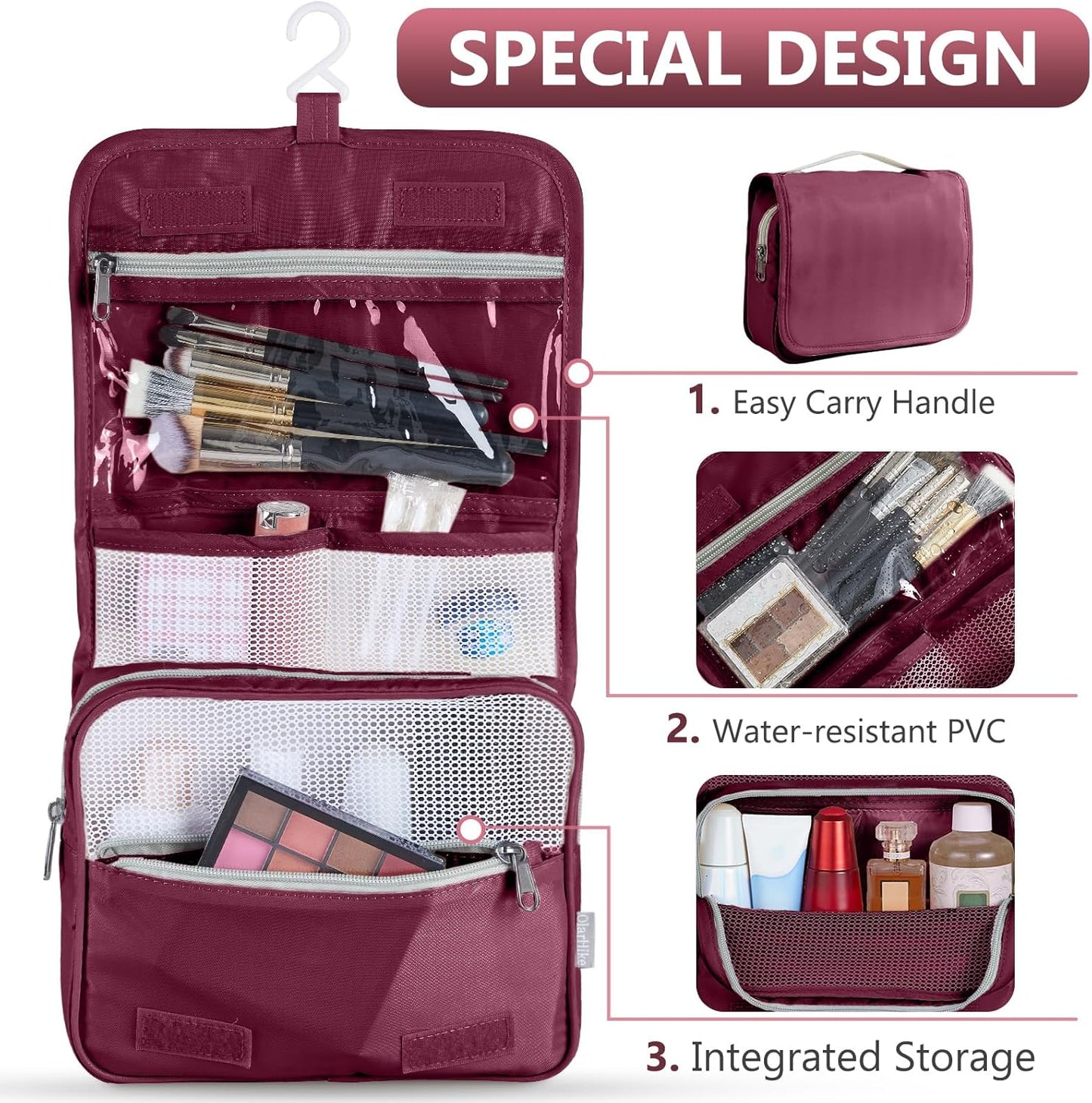 8 Set Packing Cubes for Travel, Gifts for Women Mom,Anti-Tearing Suitcase Organizer for Luggage with Shoe & Hanging Toiletry Bag,OlarHike Vacation Essentials & Accessories for Cruise Ship,Wine