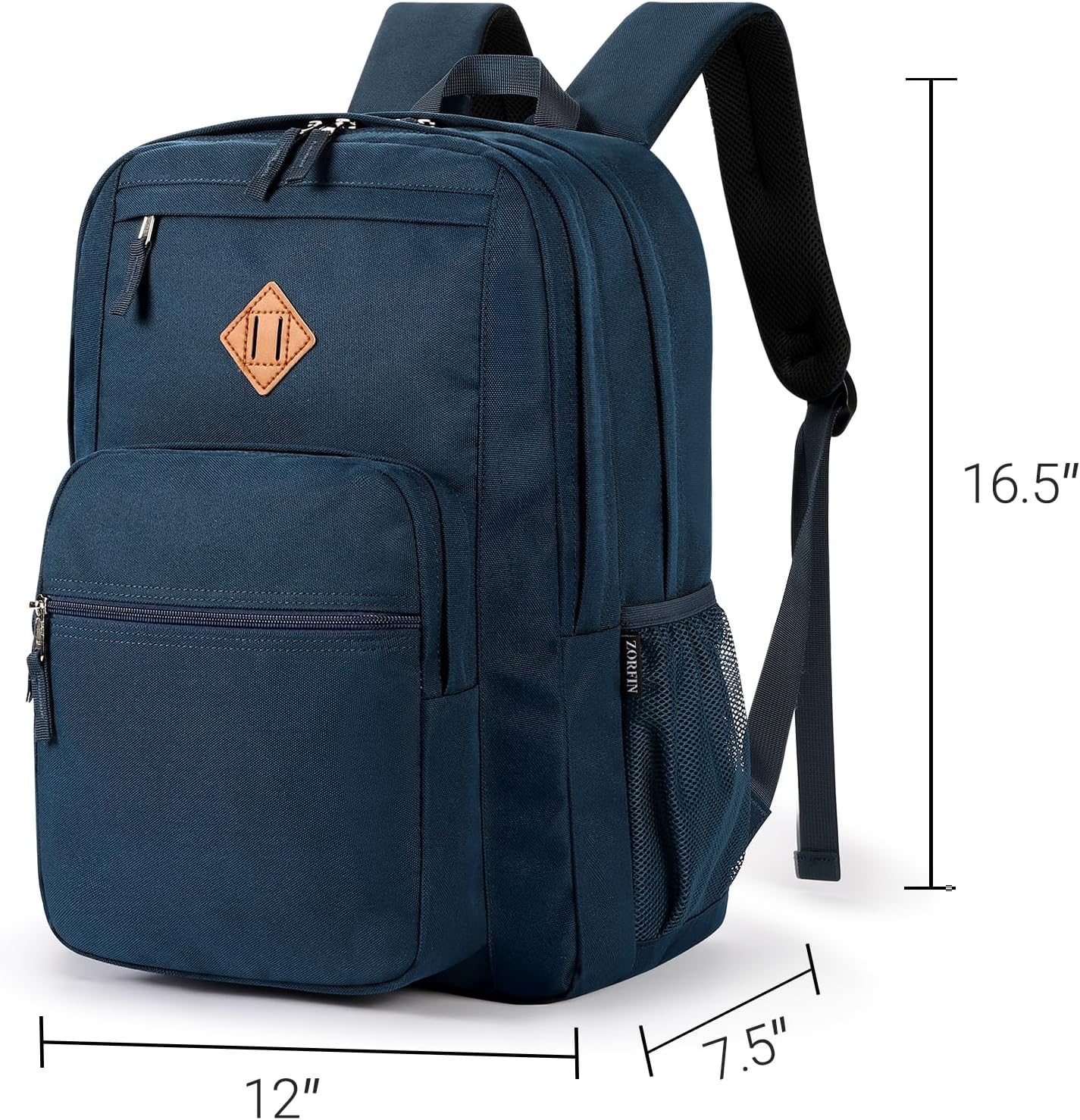 ZORFIN 26L Backpack for College, and Travel: Water Resistant Bookbag - Steel blue