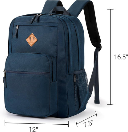 ZORFIN 26L Backpack for College, and Travel: Water Resistant Bookbag - Steel blue