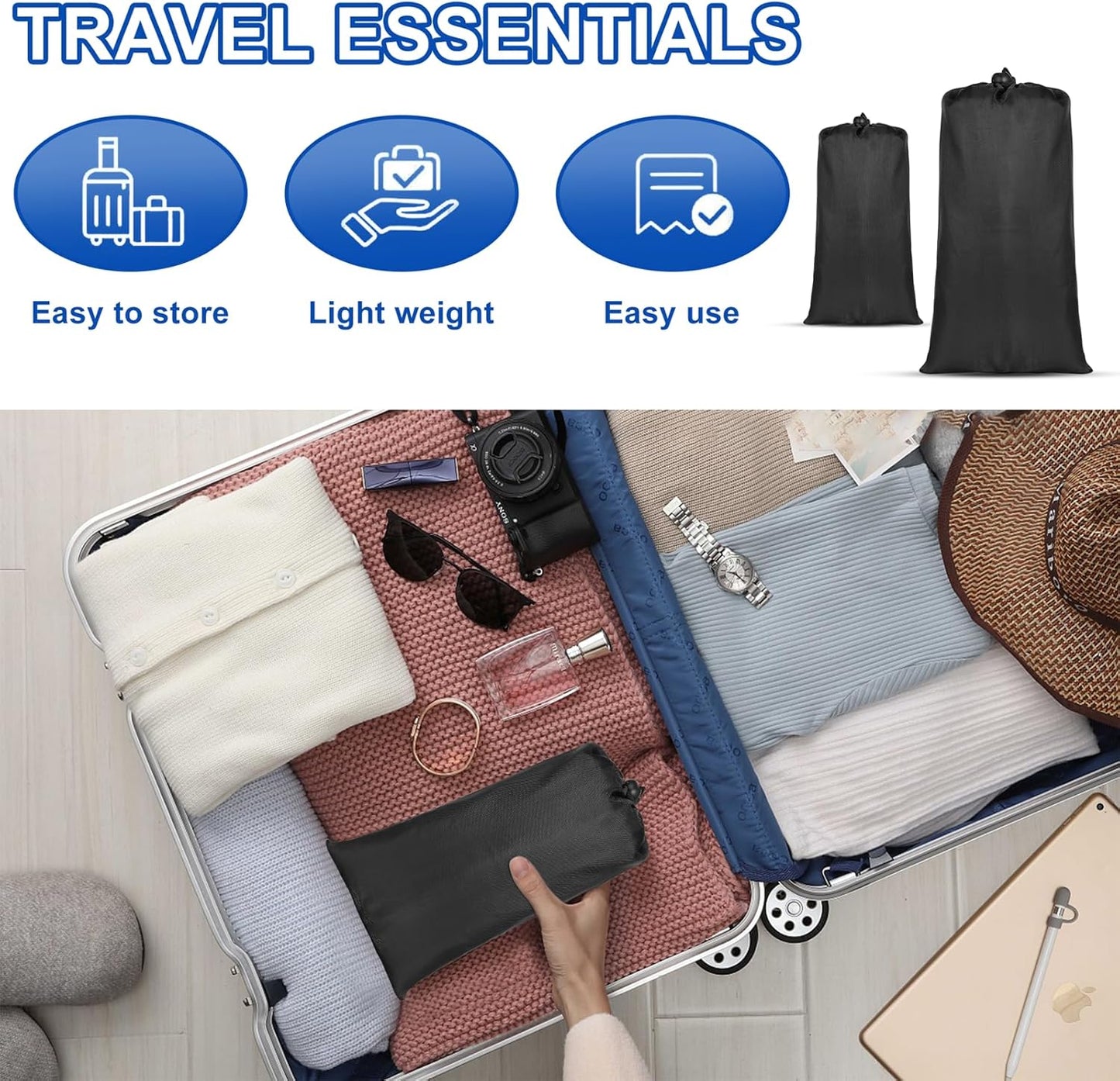 Airplane Footrest Hammock, Foot Hammock for Plane Travel, Portable Height Adjustable Travel Footrest Hammock Accessories, Lightweight Foot Hammock Suitable for Offices, Airplanes 2 pcs