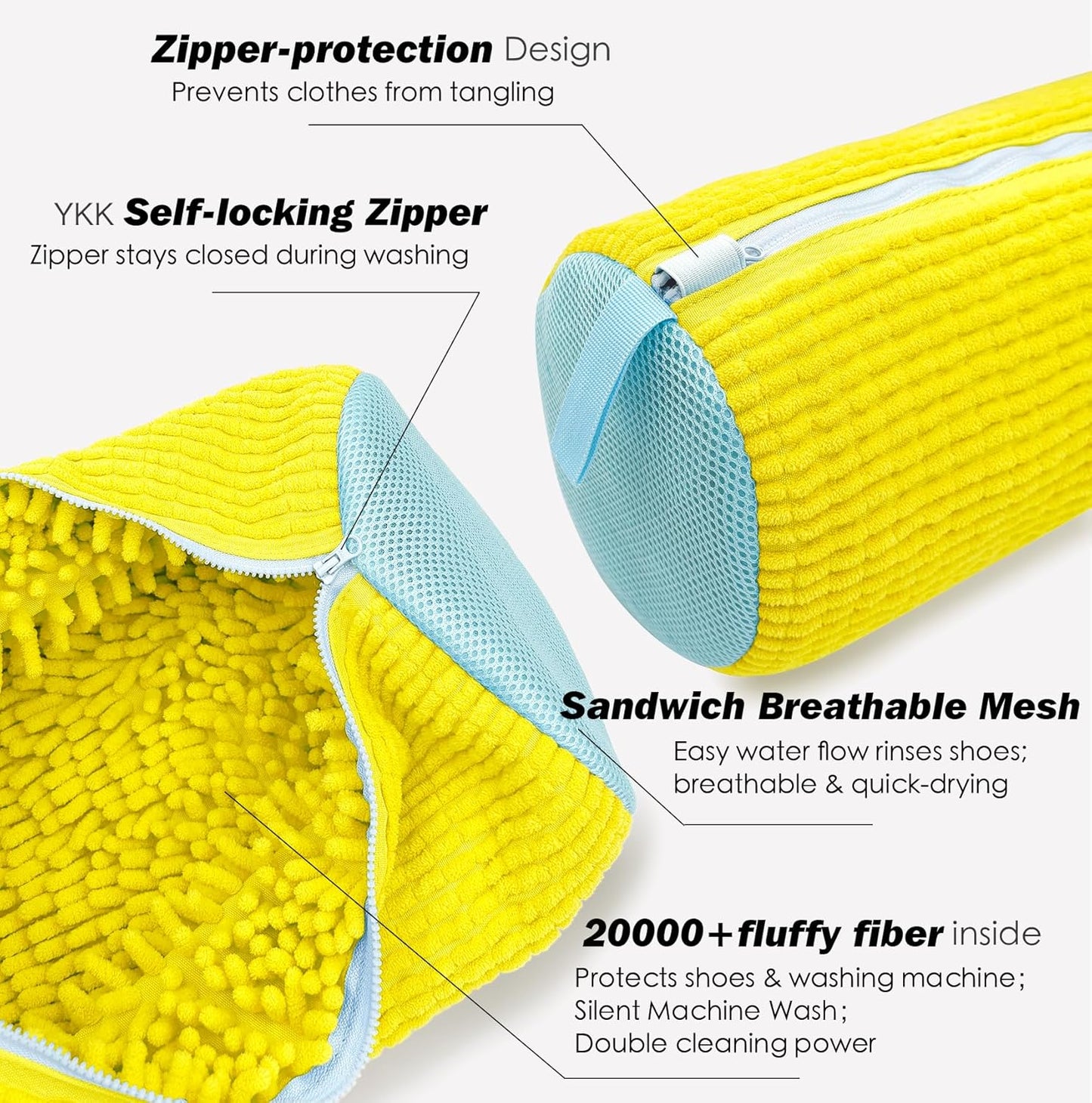 Shoe Washing Machine Bag,Laundry Shoe Bag for Washer and Dryer,Reusable Shoe Cleaning Bag for Sneakers,Tennis Shoes,With Self-locking Zipper, Microfiber Inside,Include Shoes Storage Bag