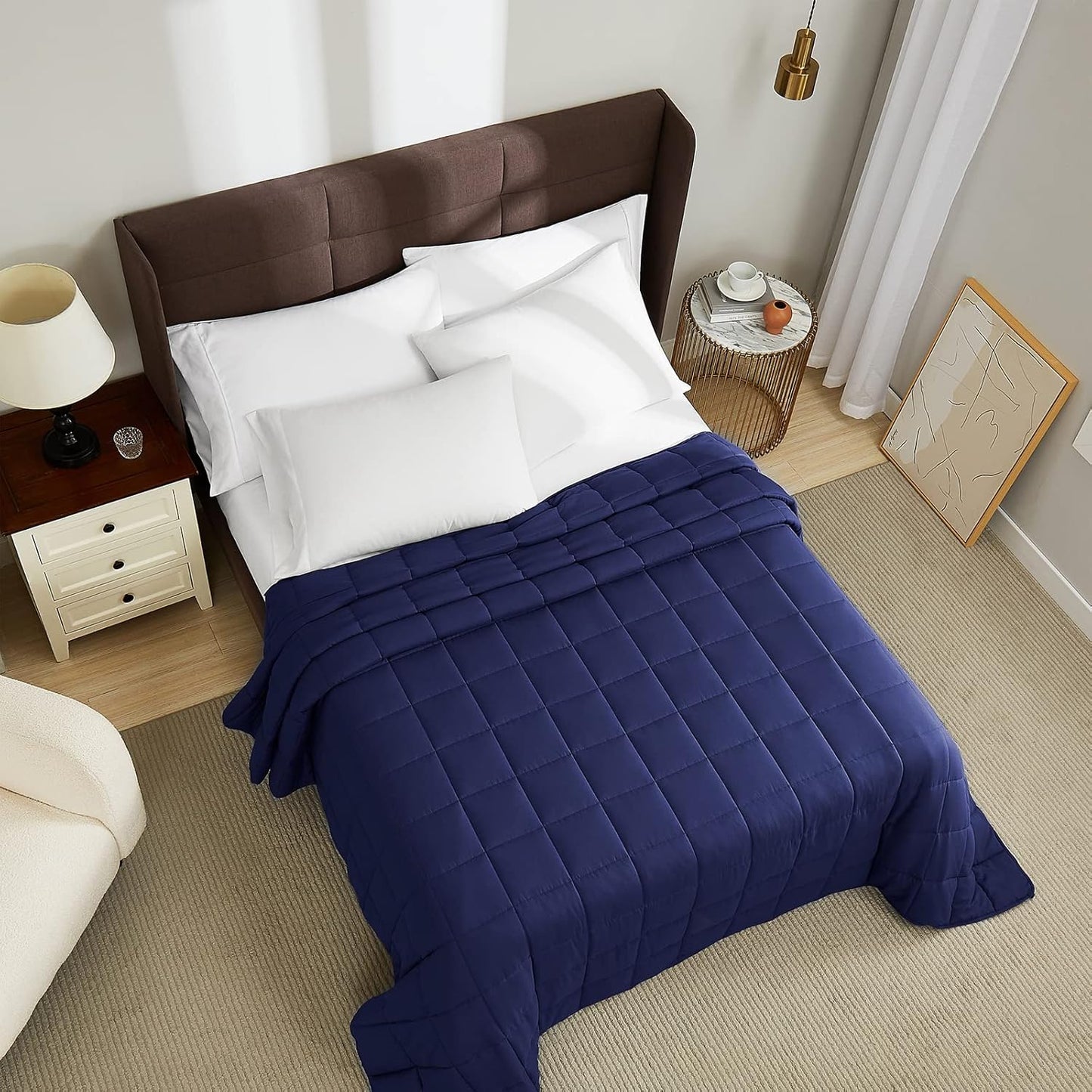 L'AGRATY Weighted Blanket - 88"x104" 25lbs Cooling Breathable Heavy Blanket Microfiber Material with Glass Beads for Adult All-Season Summer Fall Winter Soft Thick Comfort