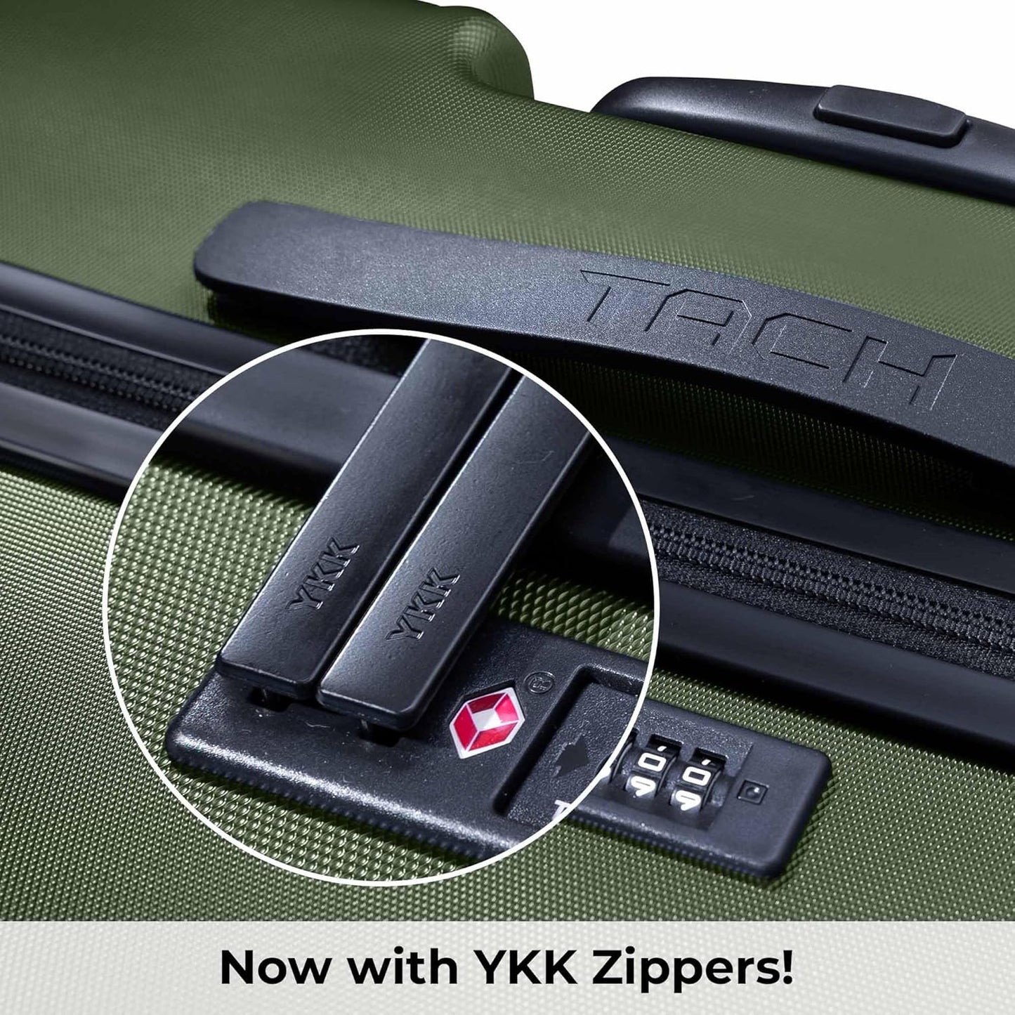 Tach V3.1 Hard Shell Carry On Luggage 20 inch | Carry on Luggage with Spinner Wheels & Patented Built-In Connecting System | One Piece Rolling Suitcase Links 9 Bags At Once (Green)