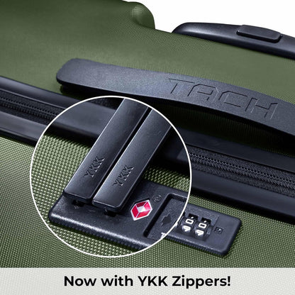 Tach V3.1 Hard Shell Carry On Luggage 20 inch | Carry on Luggage with Spinner Wheels & Patented Built-In Connecting System | One Piece Rolling Suitcase Links 9 Bags At Once (Green)