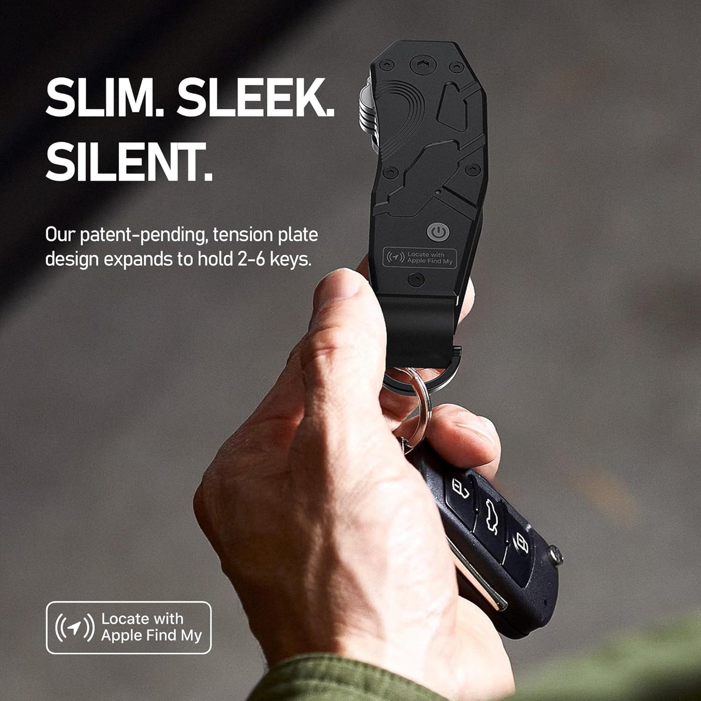 Air Keychain, Key Organizer Works with Apple Find My, Built-in airtag Chips, Holds 2-6 Keys, Car Key Chains with GPS Tracker, Key Finder, Minimalist Key Holder for Men and Women, (iOS Only) (Black)