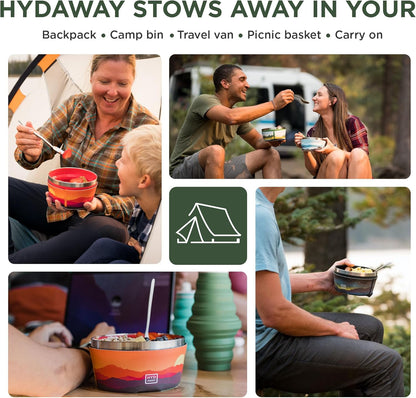 HYDAWAY 1-Quart Collapsible Insulated Bowl with Lid - BPA-Free, Leak-Resistant, Space-Saving Camp Bowl - Ideal for Hiking, Travel & Outdoor Meals