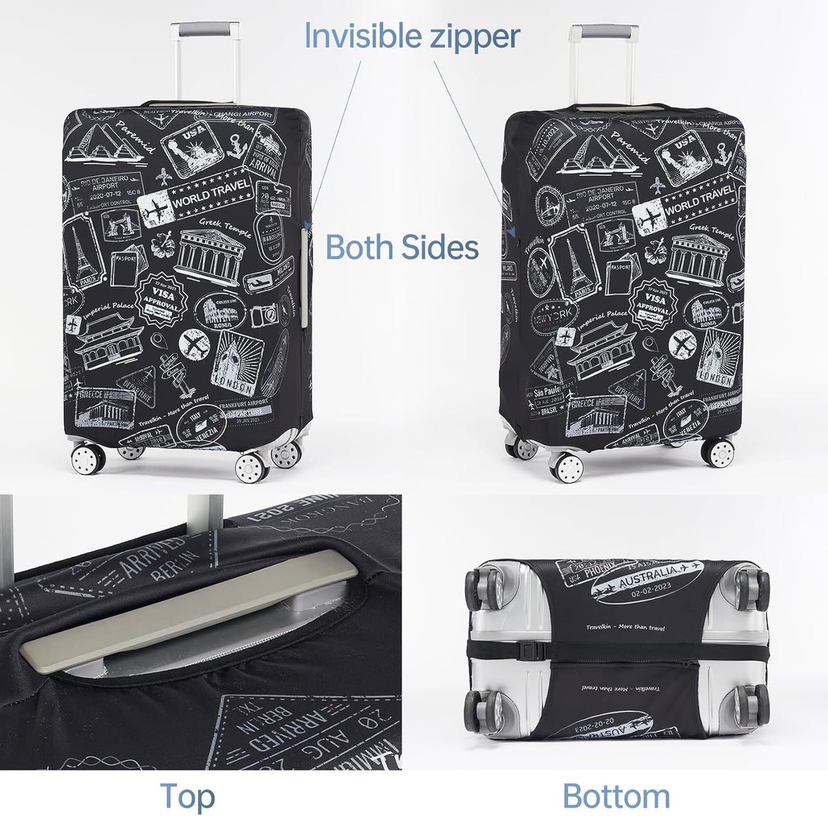 TRAVELKIN more than travel Luggage Covers For Suitcase Tsa Approved,Suitcase Cover Protector Fit 18-32 Inch Luggage