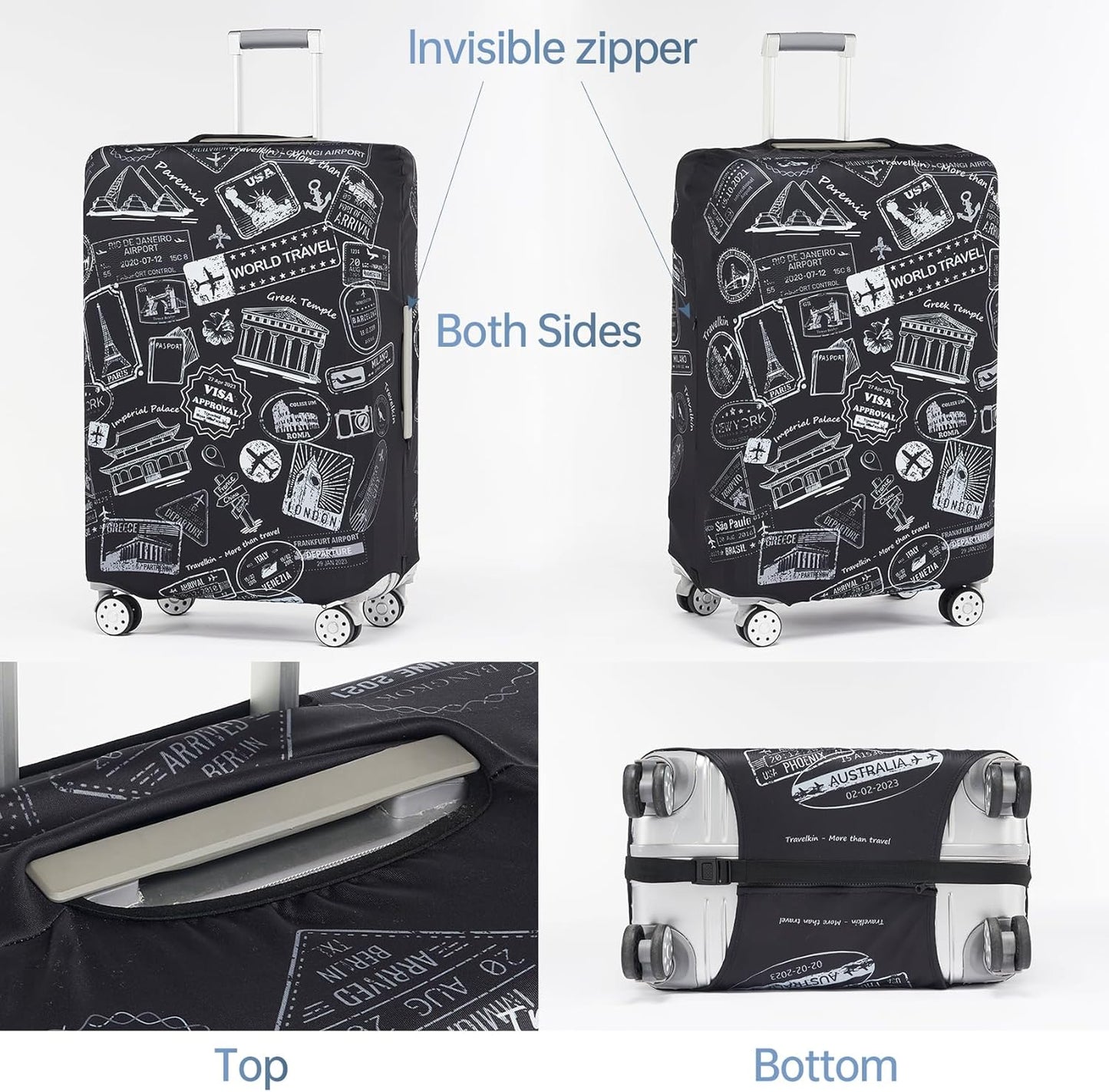TRAVELKIN more than travel Luggage Covers For Suitcase Tsa Approved,Suitcase Cover Protector Fit 18-32 Inch Luggage