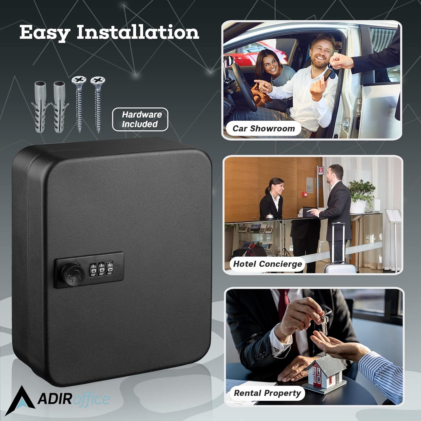 AdirOffice Steel Combination Lock Keys Cabinet Security Storage Box Organizer Holder Locked Key Box Wall Mount 30 Slots