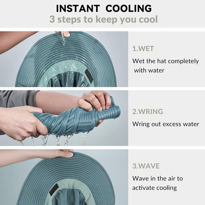 Sukeen Cooling Sun Hat for Men Women UPF50+ Wide Brim Fishing Hat with Neck Flap Adjustable Foldable Bucket Hat for Hiking