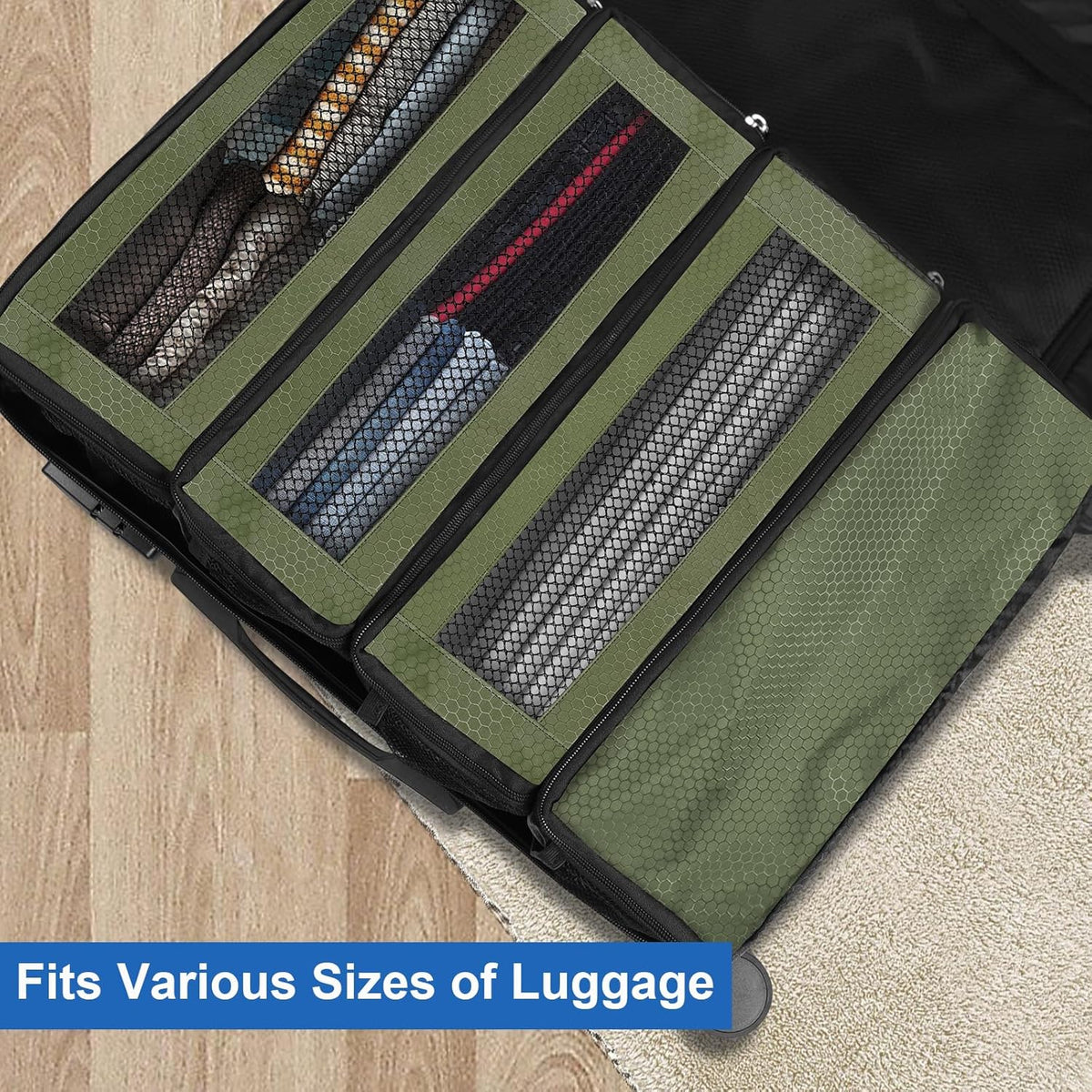 Suitcase Organizer, Travel Luggage Organizer Portable Hanging Travel Shelves Collapsible Hanging Packing Cubes for Carry on Suitcase