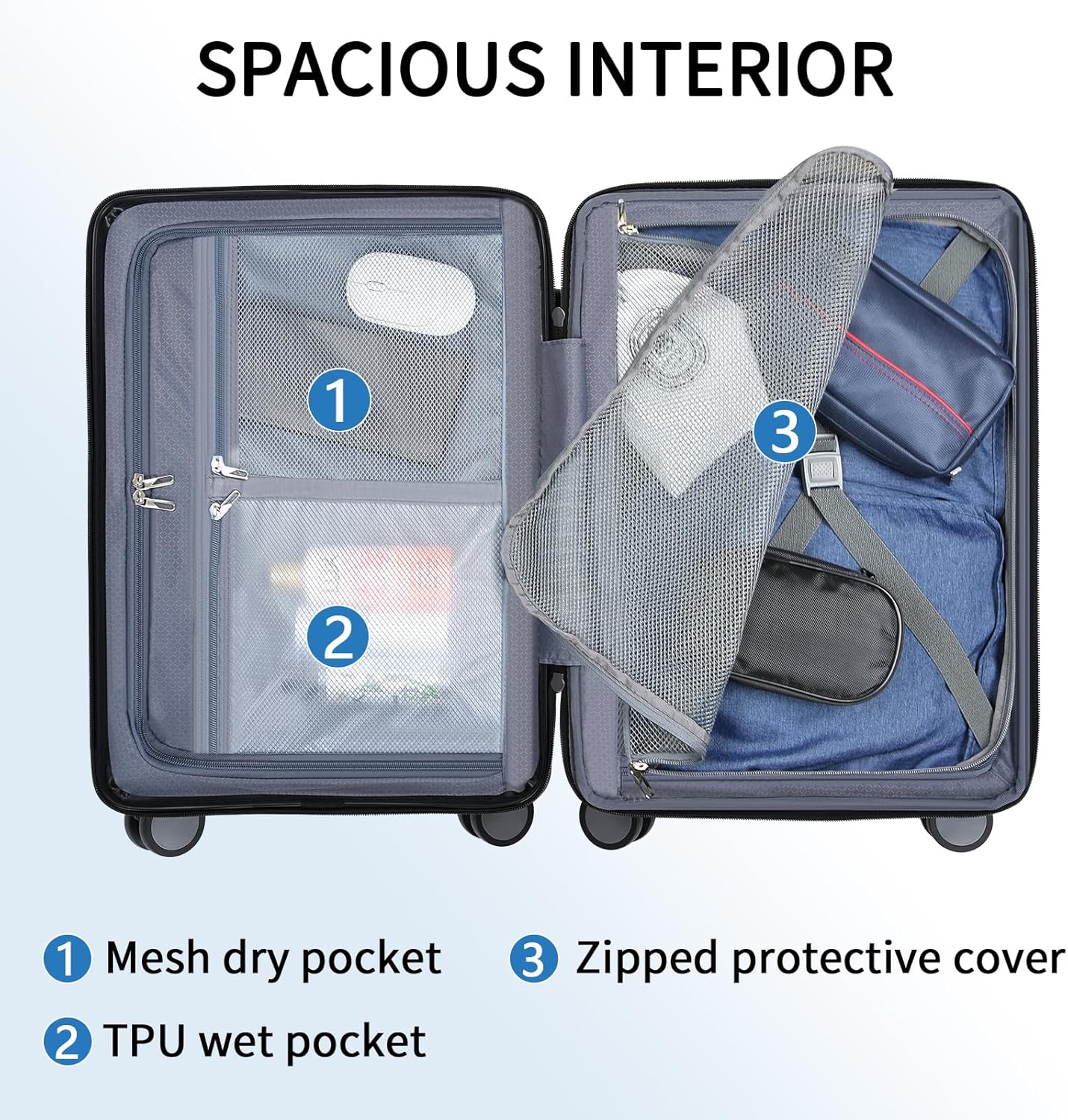 KROSER Hardside Expandable Carry On Luggage 22x14x9 Airline Approved With Front Business Pockets, 20 Inch Suitcases with Wheels, Carry on Suitcase with TSA Lock & USB Port, Black-Dark Red