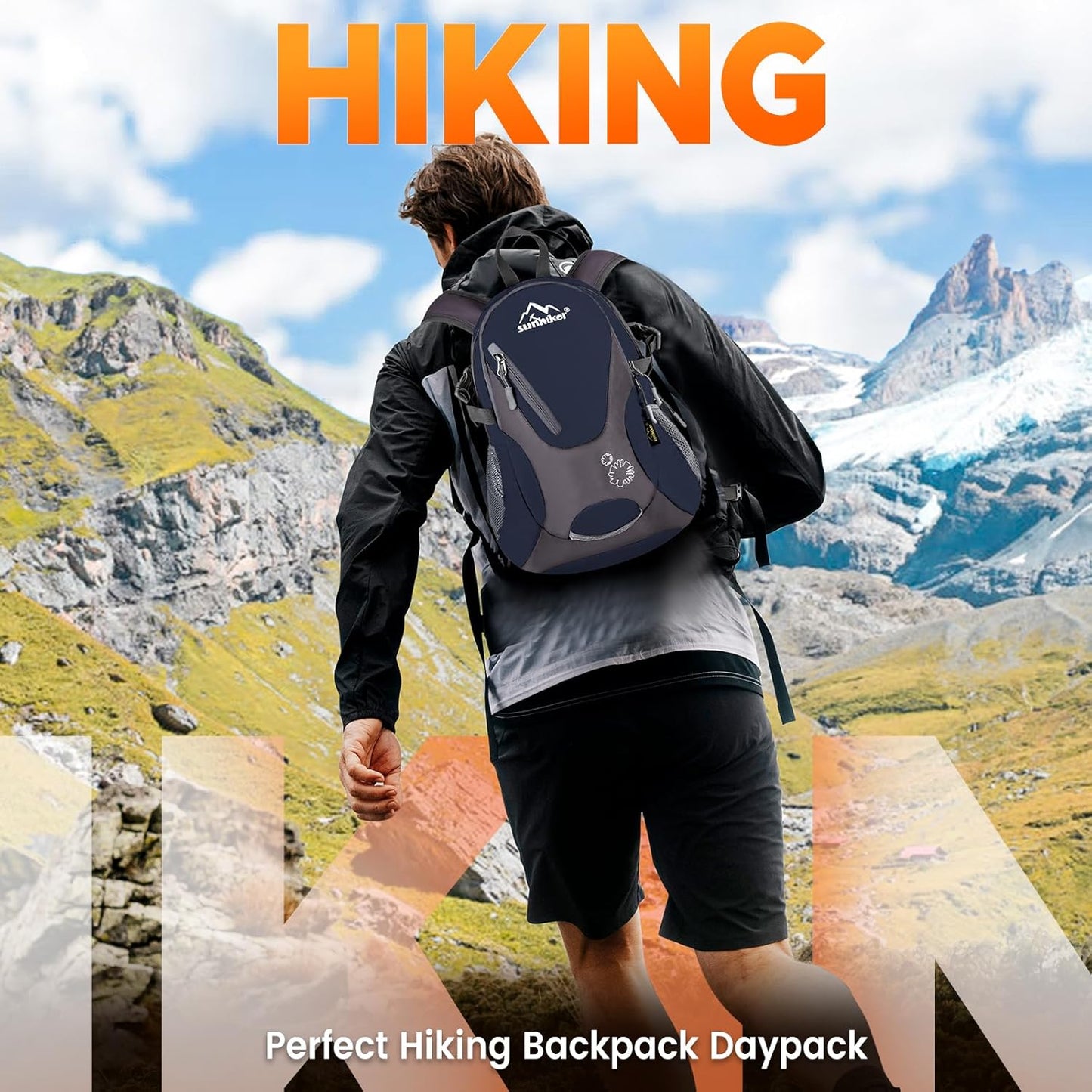 sunhiker Cycling Hiking Backpack Water Resistant Travel Backpack Lightweight SMALL Daypack M0714 (Dark Blue)