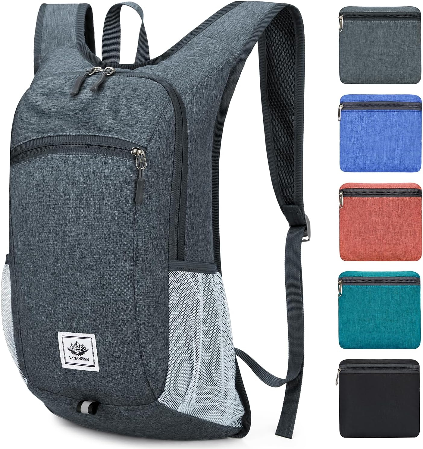 Esup 15L Lightweight Hiking Backpack Foldable Small Travel Backpack Packable Camping Backpack for Women Men (Dark Gray)