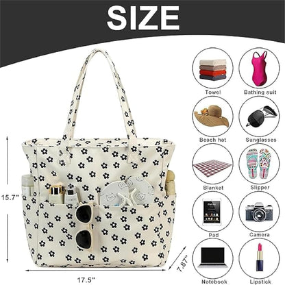 Waterproof Beach Tote Pool Bags for Women Ladies Extra Large Gym Tote Carry On Bag With Wet Compartment for Weekender Travel