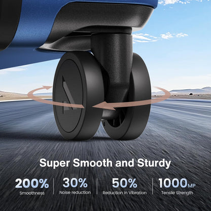 SHOWKOO Luggage Sets 3 Piece Hardside Expandable Lightweight PC Suitcase Sets with Double Spinner Wheels TSA Lock, Sea Blue