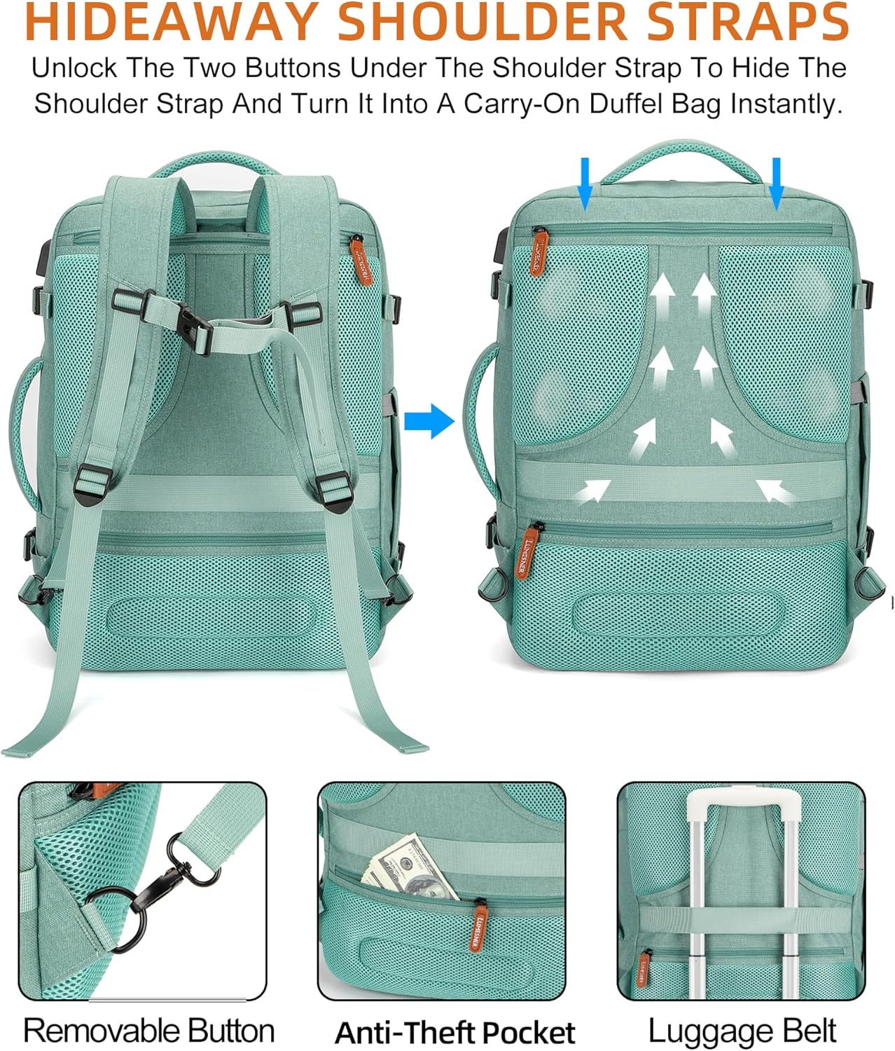 Travel Laptop Backpack,42L Carry on Luggage, Flight Approved Expandable Backpack,Business Anti Theft Weekender Bags for Women Men, Water Resistant Expandable Backpacks With 4 Packing Cubes