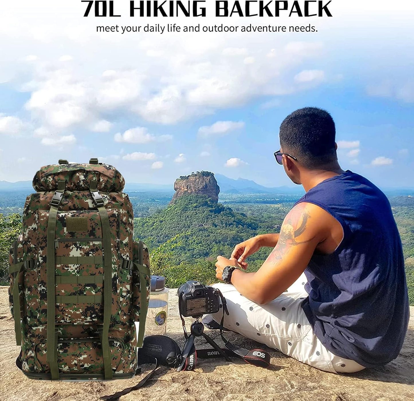 Hiking Backpack for Men 70L/100L Camping Backpack Military Rucksack Molle 3 Days Assault Pack for Climbing