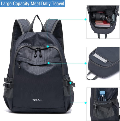 YZAOLL Small Lightweight Packable Hiking Backpack, 20L Hiking Backpack Day Pack for Women Men Travel Camping Vacation,Gray