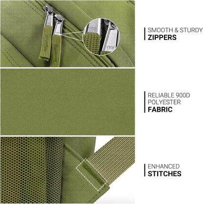 ZORFIN 26L Backpack for College, and Travel: Water Resistant Bookbag - Army Green