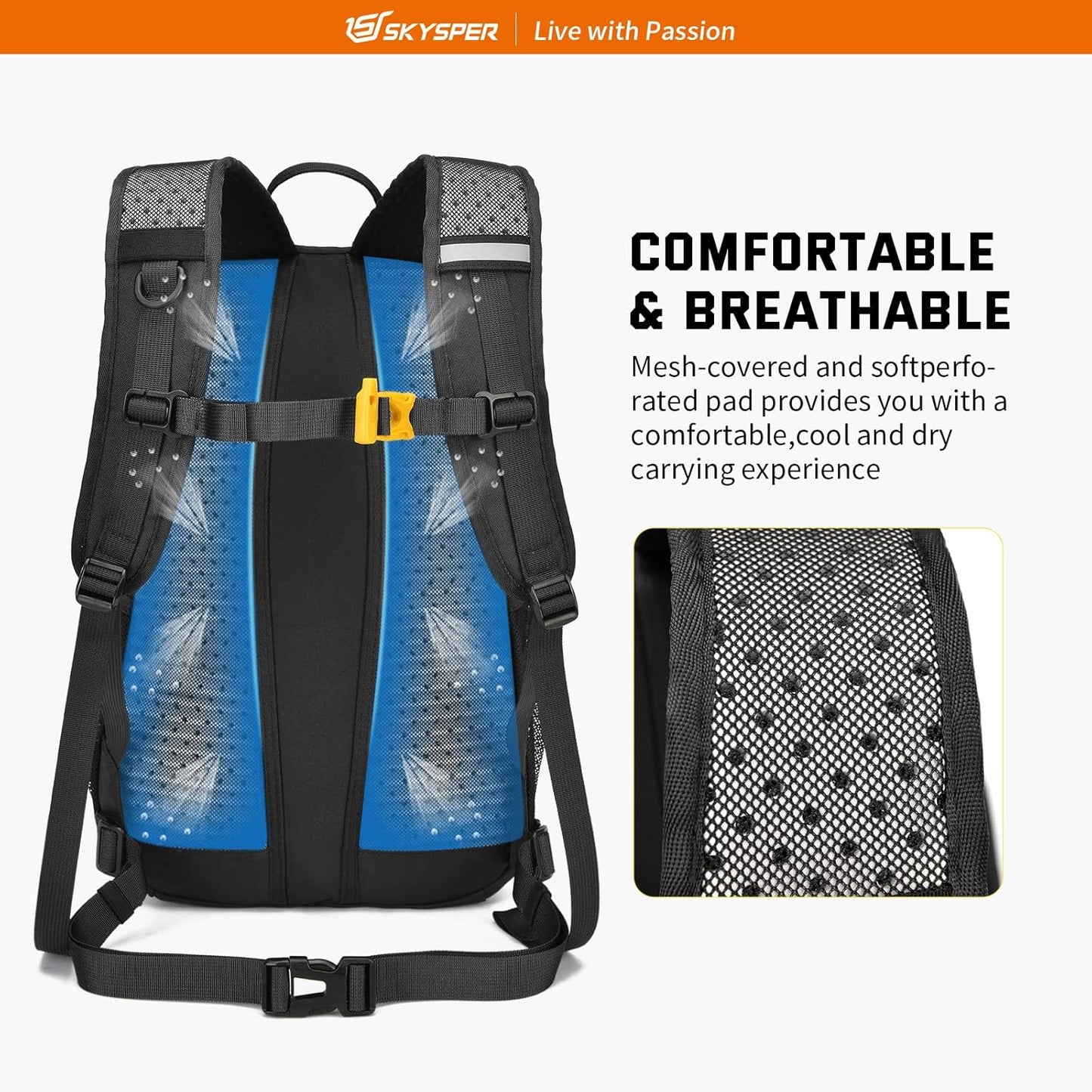 SKYSPER Small Hiking Daypack, 20L Lightweight Travel Backpacks Day Hike Pack with Waist Strap for Women Men