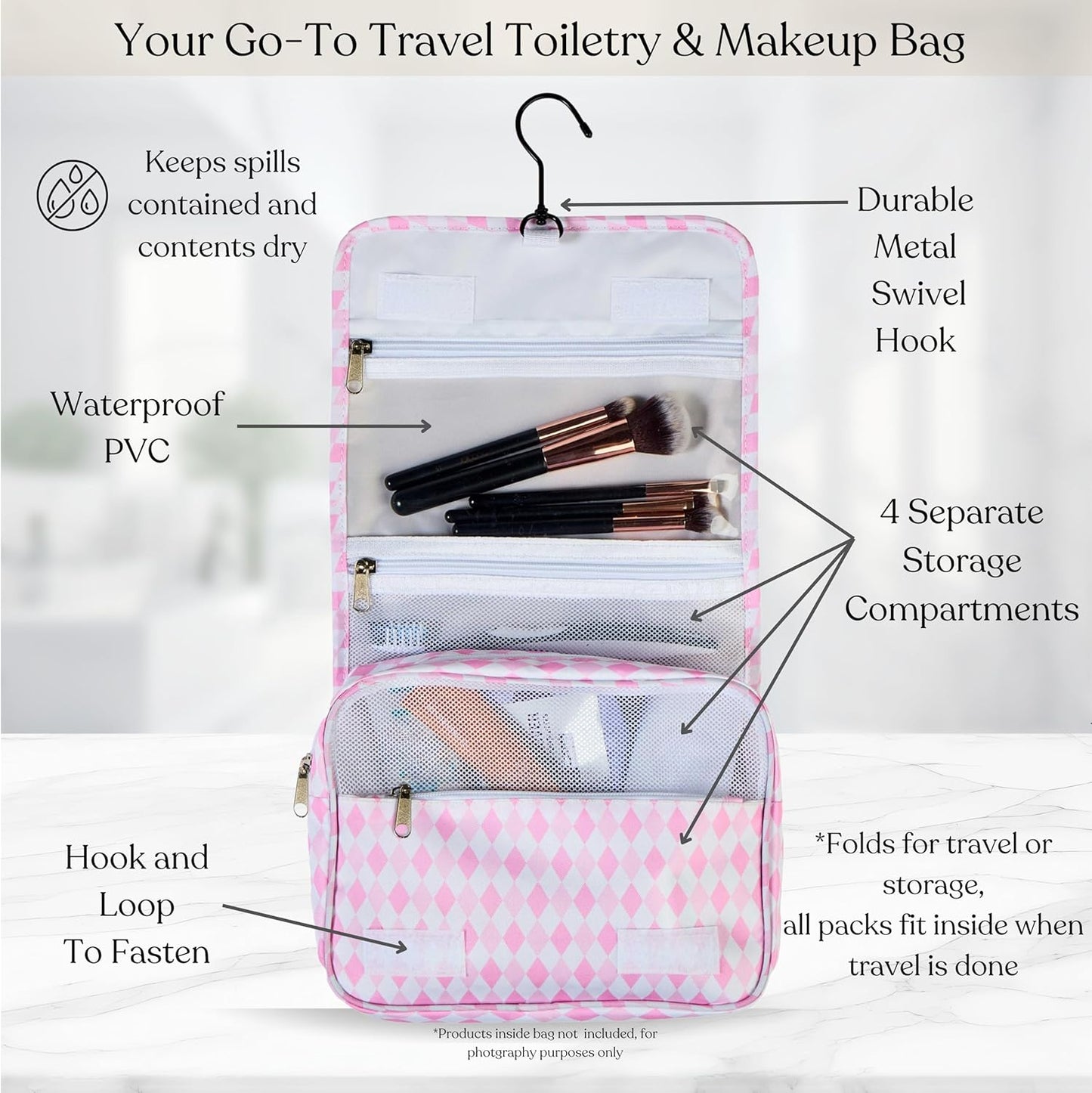 9 Set Packing Cubes - Suitcase Organizer, Cute Packing Cubes, Travel Bags Organizer for Luggage with Hanging Toiletry and Shoe Bag, Travel Essentials for Women, Men and Kids -Pink