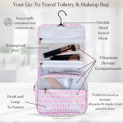 9 Set Packing Cubes - Suitcase Organizer, Cute Packing Cubes, Travel Bags Organizer for Luggage with Hanging Toiletry and Shoe Bag, Travel Essentials for Women, Men and Kids -Pink