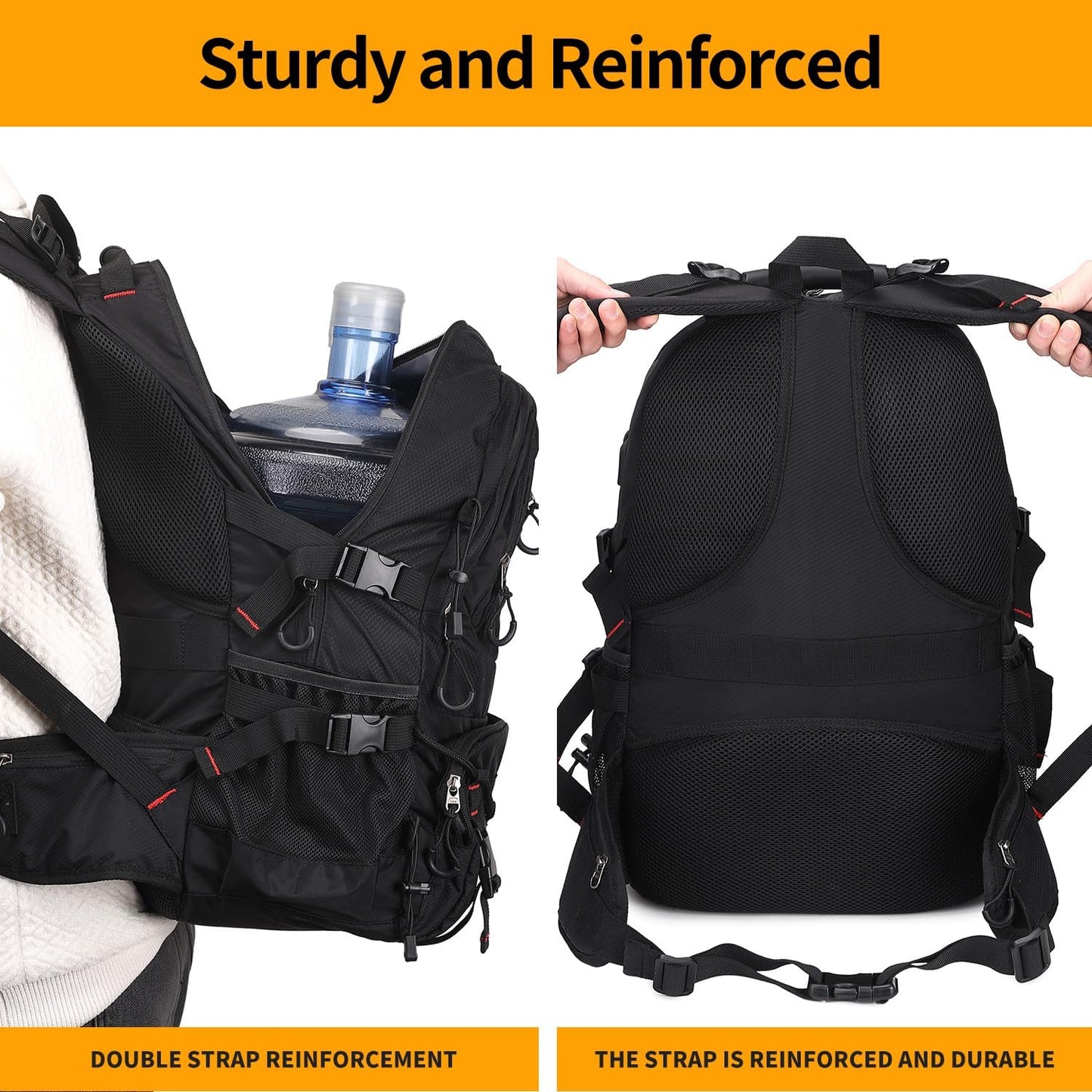 Nerlion 40L Hiking Backpack Travel Backpack for Men Women Camping Waterproof Outdoor Hiking Daypack Lightweight Backpack (Black)