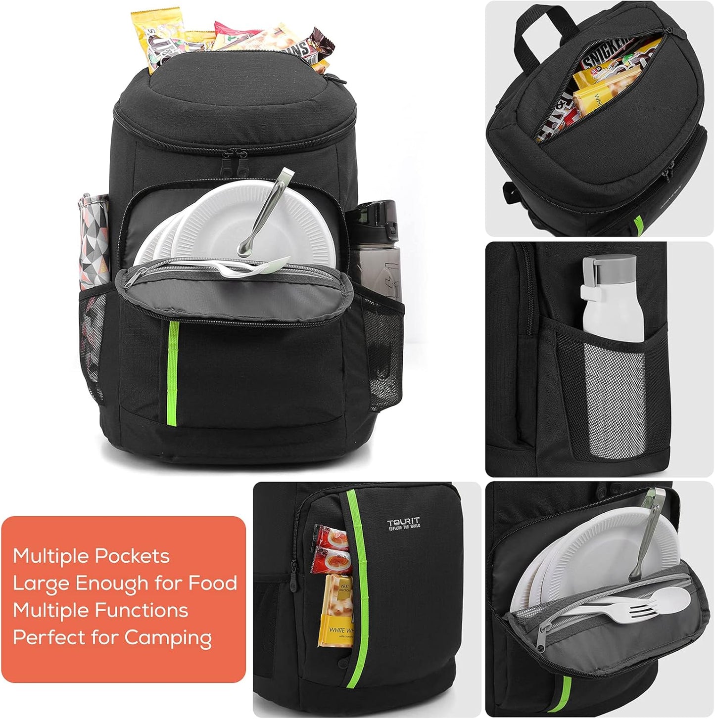 TOURIT Cooler Backpack 30 Cans Lightweight Insulated Backpack Cooler Leak-Proof for Men and Women