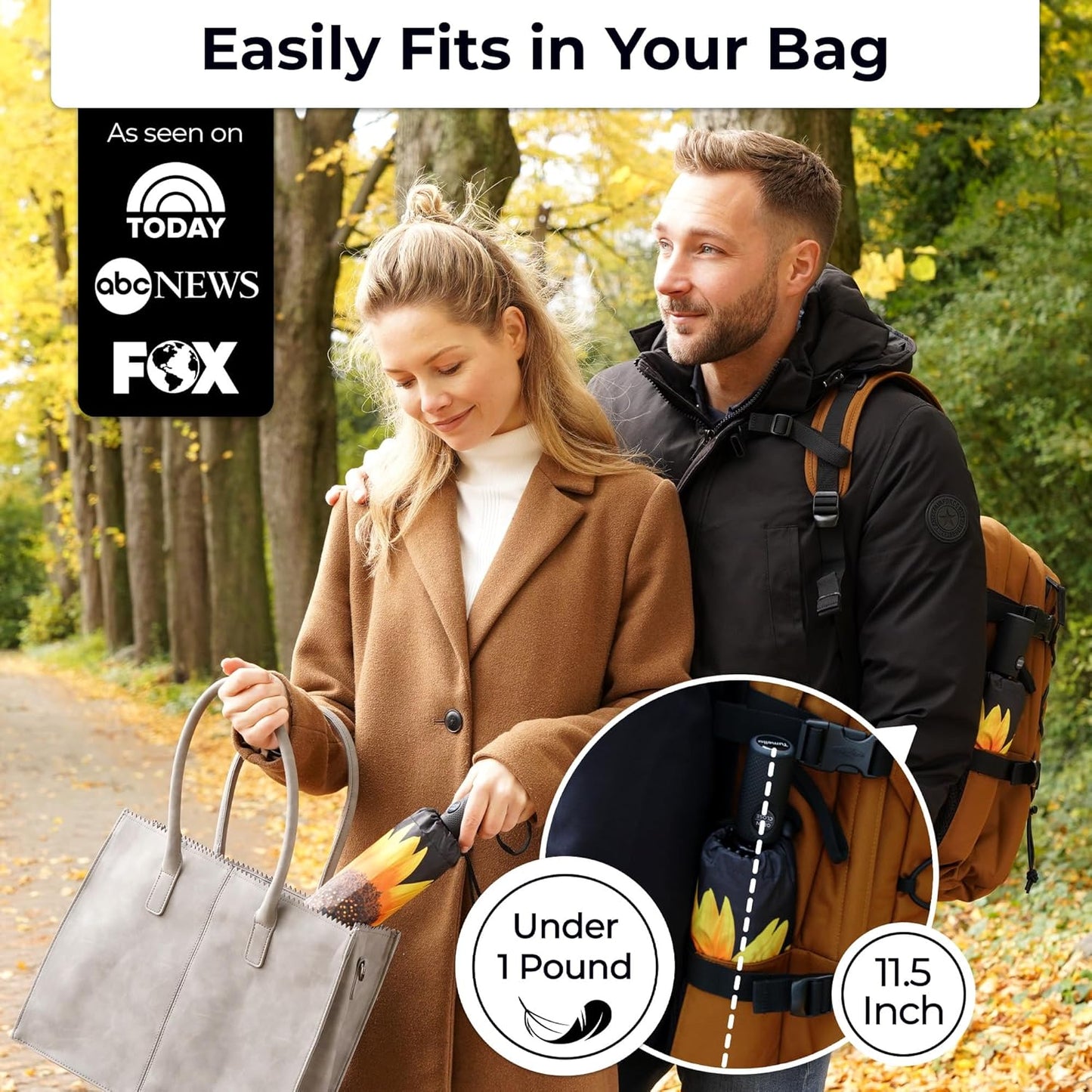 TUMELLA Strongest Windproof Travel Umbrella (Compact, Superior & Beautiful), Small Strong but Light Portable and Automatic Folding Rain Umbrella, Durable Premium Grip, Fits Car & Backpack