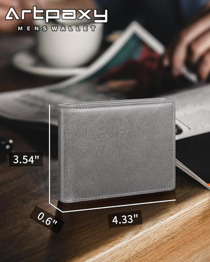 Mens Wallet Bifold Genuine Leather RFID Blocking Wallet - Image 7