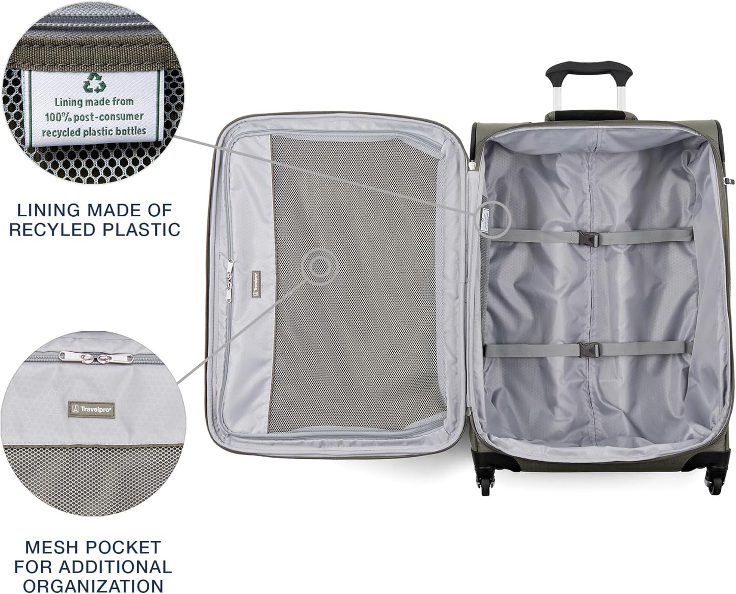 Travelpro Maxlite 5 Softside Expandable Checked Luggage with 4 Spinner Wheels, Lightweight Suitcase, Men and Women, Slate Green, Checked Medium 25-Inch