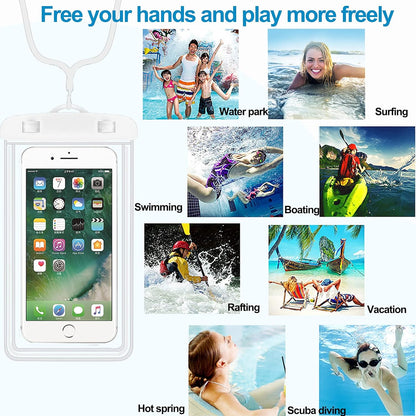2-Pack Waterproof Phone Pouch，Waterproof Phone Case for iPhone 15 14 13 12 Pro Max XR X SE 2022 8 Samsung S24 S23 S22(Black+White)