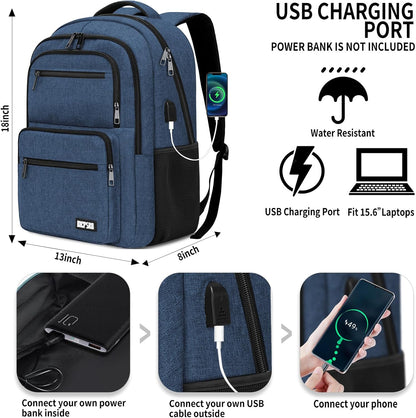 Backpack for School, School Backpack for Boys Girls Teens, College Book Bag, Water Resistant Bookbag, Back Pack for Men Women, Business Work Travel Blue