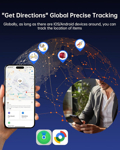 Bluetooth Tracker for AirTag with Keychain, Dual System Air Tracker Tag-for iOS & Android, Smart Tags Anti-Lost Tags, Waterproof Item Finder, Worldwide Smart Location Tag for Keys (Android & iOS)