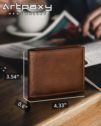 Mens Wallet Genuine Leather Bifold RFID Blocking Wallet - Image 7