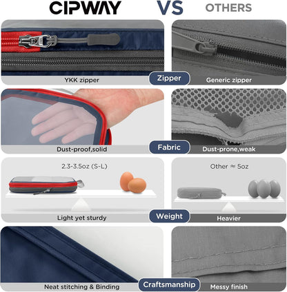 Cipway Mesh Compression Packing Cubes, Ultralight See Through Luggage Organizer Bags, Travel Essentials for Carry on Suitcase（3 Pcs,Blue）