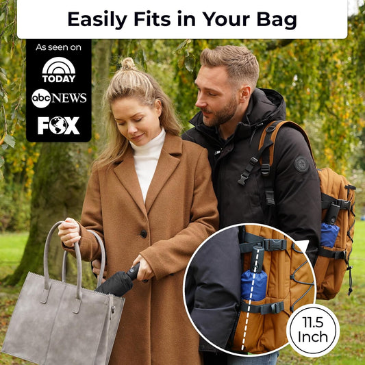 TUMELLA Strongest Windproof Travel Umbrella (Compact, Superior & Beautiful), Small Strong but Light Portable and Automatic Folding Rain Umbrella, Durable Premium Grip, Fits Car & Backpack