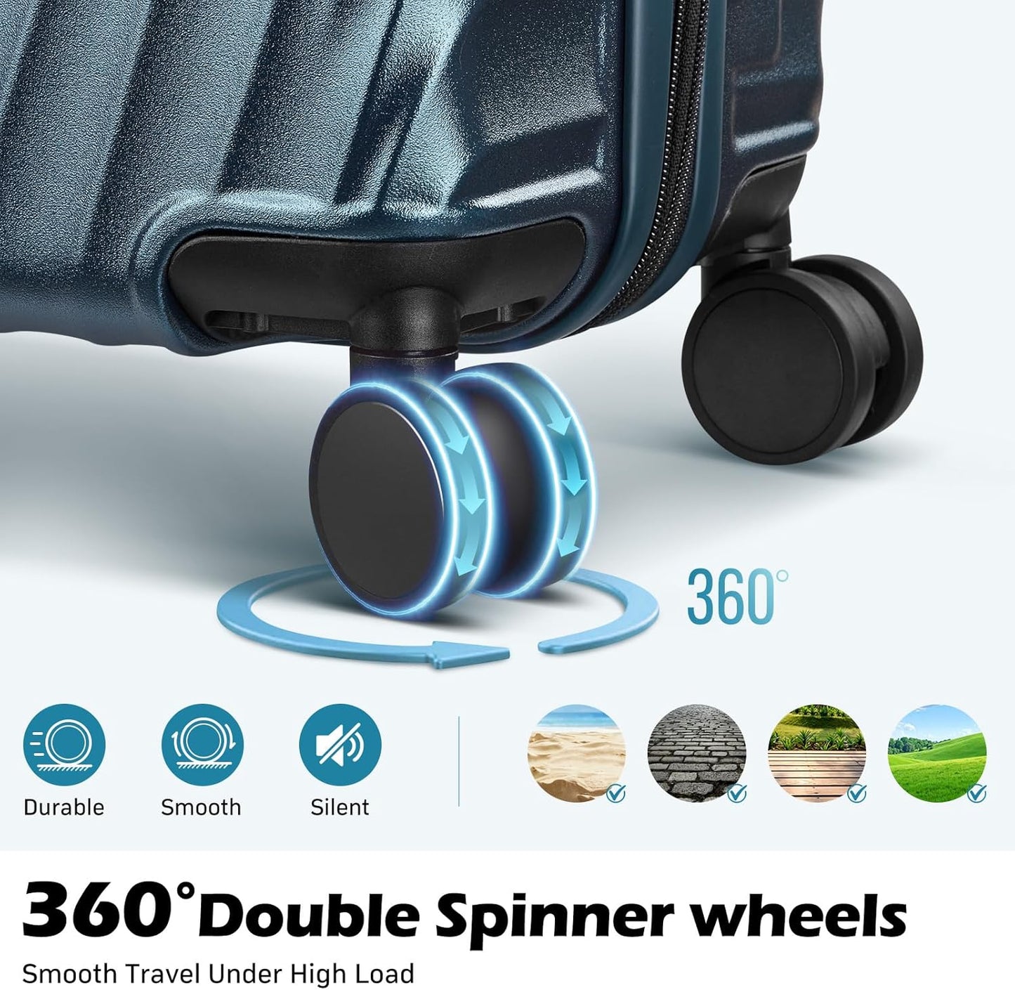 Luggage sets with Spinner Wheels, PC Hard Shell Travel Luggage, Carry On suitcase with TSA Lock,YKK Zippers,Charcoal Metallic (Gray, Carry-on 20-Inch)