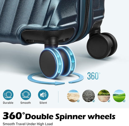 Luggage sets 3 piece with Spinner Wheels, PC Hard Shell Travel Luggage, Carry On suitcase with TSA Lock,YKK Zippers,Charcoal Metallic (Gray, 3 Piece Sets(20/24/28))