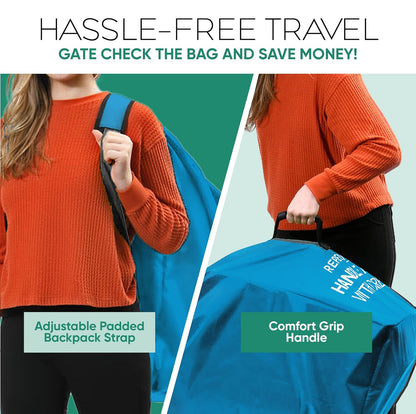 reperkid Car Seat Travel Bag for Airplane, Black and Green, 33" H x 18" W x 18" D, Fits Most Convertible, Booster and Infant Car Seats – Premium Waterproof Cover, Adjustable Shoulder Strap