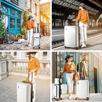 Hard Shell Luggage Sets with Spinner Wheels 4 Piece, Expandable Large Suitcases with TSA Lock, Travel Large Suitcase Set, White Luggage Set